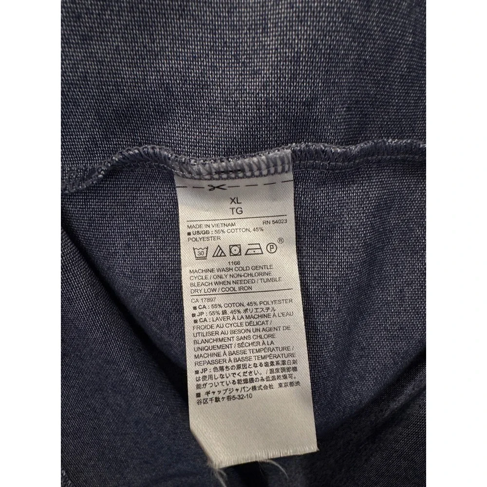 Banana Republic Mens XL Blue Jersey Knit Short Sleeve Button Down Shirt Pockets‎